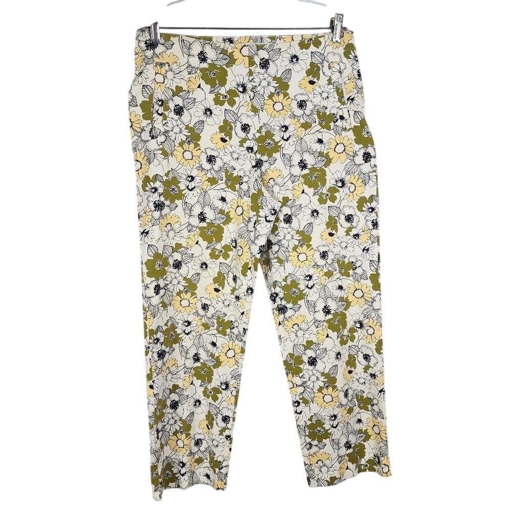 Vintage! DAVID BROOKS Size 10 Floral Cotton Blend Twill Side Zip Ankle Pants